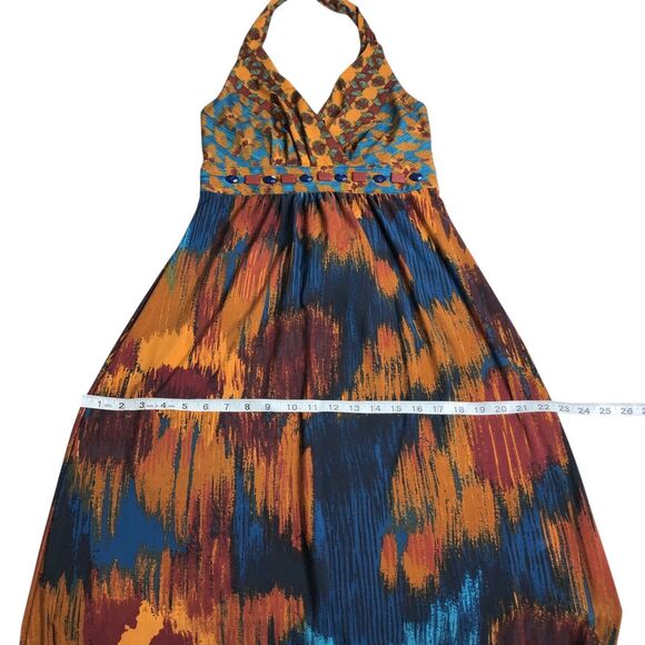 Vintage Y2K Rabbit Rabbit Rabbit Maxi Dress 8 Halter Babydoll Western Boho 90s - Picture 13 of 15